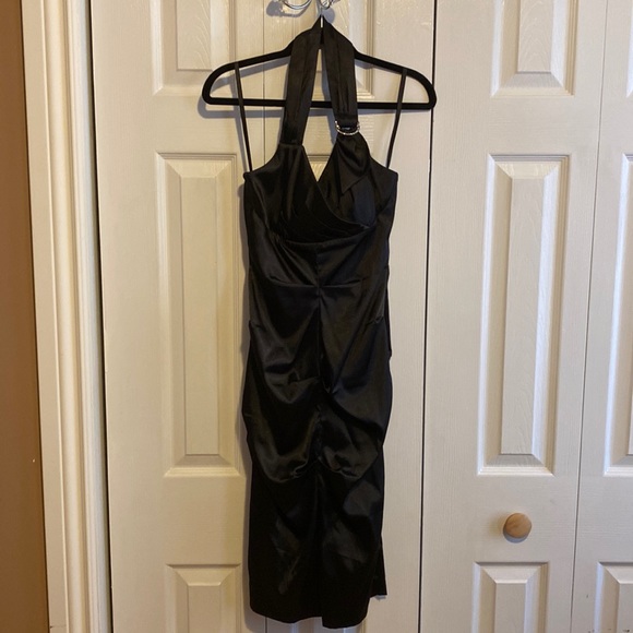 Beautiful black satin midi dress worn only once. Size XS - Picture 1 of 4